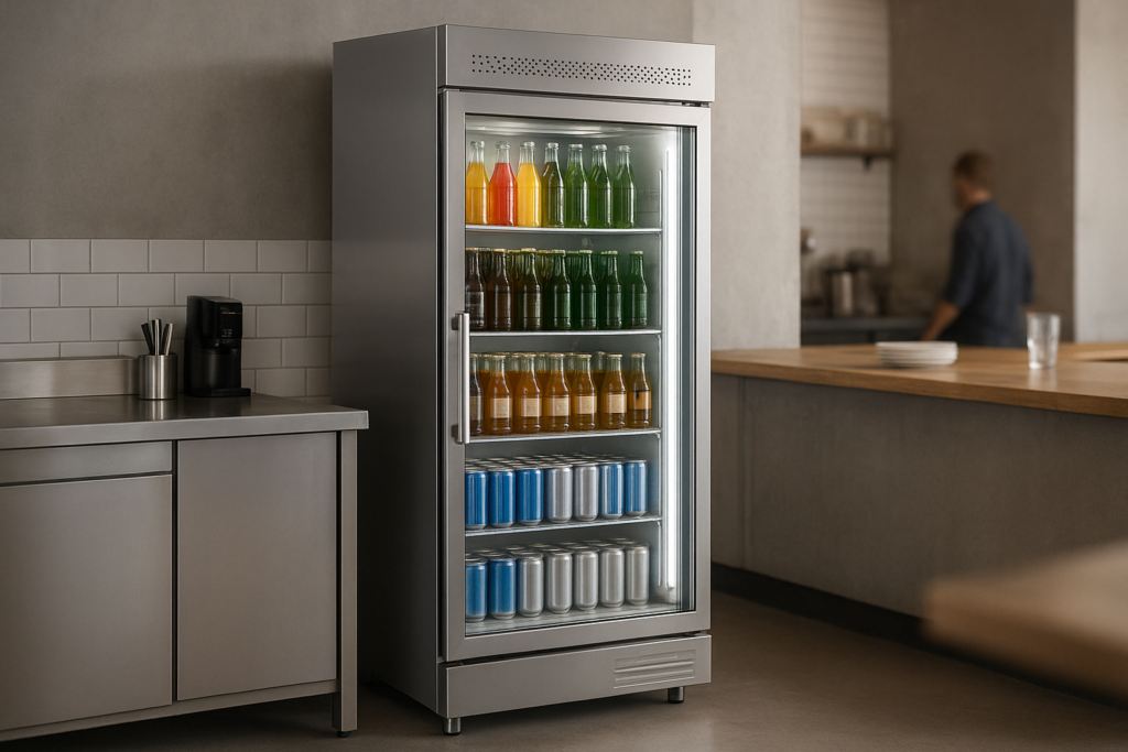 Armoire à boissons positive professionnelle en inox illustrant les avantages de la location longue durée